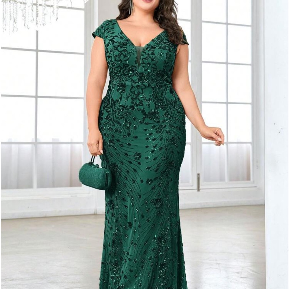 Beautiful Beaded Green Gown